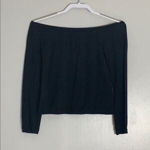 Theory Black Long Sleeve Off The Shoulder Top women’s small